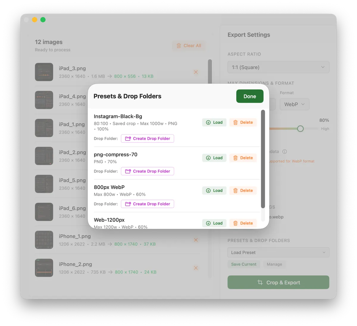 Presets + Drop Folders